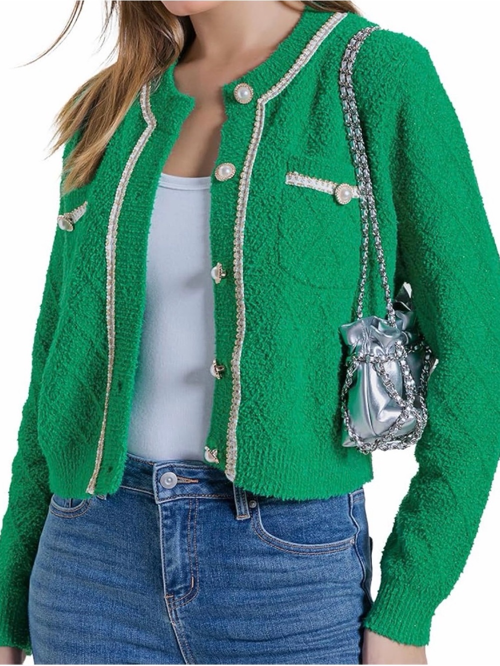 Urban Revivo Woman’s Knit Cardigan Sweater Green Small